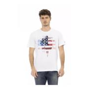 Heren Ronde Hals T-Shirt met Front Print Trussardi , White , Heren