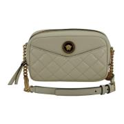 Witte Leren Crossbody Tas Versace , Beige , Dames