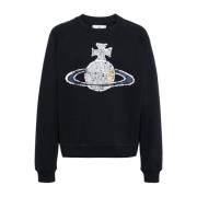 Blauwe Orb Logo Sweater Vivienne Westwood , Blue , Heren