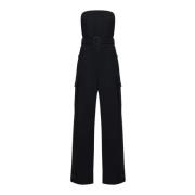 Zwart Katoenen Boor Jumpsuit Saint Laurent , Black , Dames