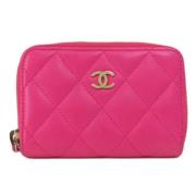 Pre-owned Leather wallets Chanel Vintage , Pink , Dames