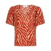 Melodie Blouse Korte Mouw Lofty Manner , Red , Dames