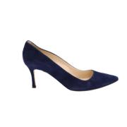 Pre-owned Suede heels Manolo Blahnik Pre-owned , Blue , Dames