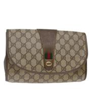 Pre-owned Leather clutches Gucci Vintage , Brown , Dames