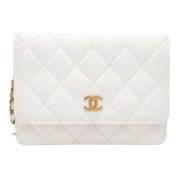 Pre-owned Canvas wallets Chanel Vintage , White , Dames