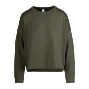 Zachte Katoen-Linnen Crew-neck Sweater BomBoogie , Green , Dames