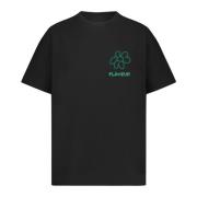 Bloemen Doodle T-shirt Zwart Flaneur Homme , Black , Heren