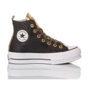 Handgemaakte Zwarte Gouden Sneakers Converse , Black , Dames