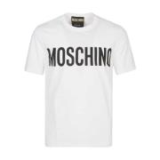 Witte Katoenen T-Shirt Klassieke Pasvorm Moschino , White , Heren