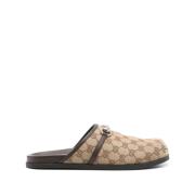 Canvas Instap Sandalen Gucci , Beige , Heren