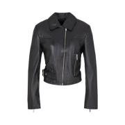 Zwarte Leren Overgangsjas Armani Exchange , Black , Dames