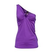 Metalen Ring One-Shoulder Top Pinko , Purple , Dames