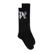 Monogram Sokken Palm Angels , Black , Heren