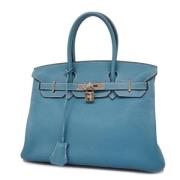 Pre-owned Leather handbags Hermès Vintage , Blue , Dames