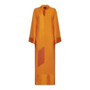 Elegante Marmer Jurk Taller Marmo , Orange , Dames