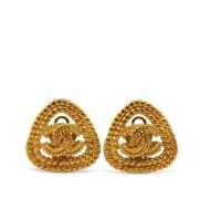 Pre-owned Metal earrings Chanel Vintage , Yellow , Dames