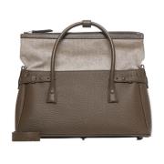 Bruin Leren Handtas met Afneembare Band Maison Margiela , Brown , Dame...