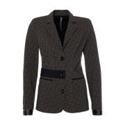 Grafische Taupe Blazer met Ritsen Zip73 , Brown , Dames