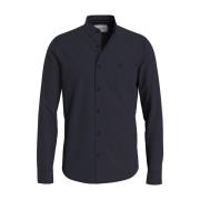 Blauw Gemerceriseerd Katoenen Overhemd met Slim Fit en Geborduurd Logo...