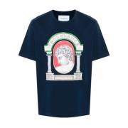 Blauw T-shirt met Front Print Casablanca , Blue , Heren