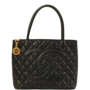 Pre-owned Leather totes Chanel Vintage , Black , Dames