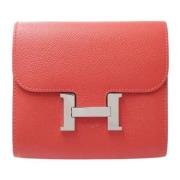 Pre-owned Canvas wallets Hermès Vintage , Red , Dames