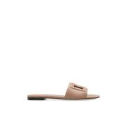 Leren Slides Dolce & Gabbana , Beige , Dames