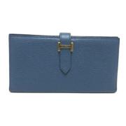 Pre-owned Leather wallets Hermès Vintage , Blue , Dames