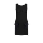 Mouwloze Satijnen Achterzakken Jurk Elisabetta Franchi , Black , Dames