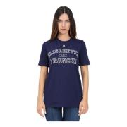 Blauw College Logo T-shirt Elisabetta Franchi , Blue , Dames