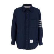 Snap Front Shirt Jacket met Rafelrand Thom Browne , Blue , Heren