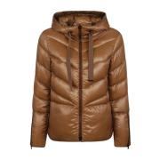 Gewatteerde Nylon Cape Kameel V-Stijl Herno , Brown , Dames