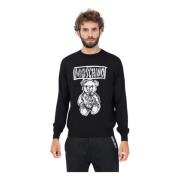 Zwarte Teddybeer Crewneck Trui Moschino , Black , Heren