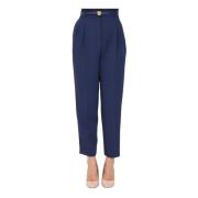 Blauwe elegante broek met borduurwerk Elisabetta Franchi , Blue , Dame...