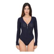 Blauw Netstof Body Elisabetta Franchi , Blue , Dames