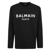 Gedrukt Langmouw Katoenen T-Shirt Balmain , Black , Heren