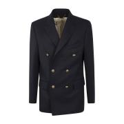 Dubbelbreasted Blazer Compact Wol Golden Goose , Blue , Heren