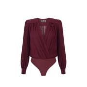 Bordeaux Viscose Body Blouse Cb009 CG3 Elisabetta Franchi , Red , Dame...