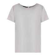 Zijden Satijn Ronde Hals Blouse Emporio Armani , Beige , Dames