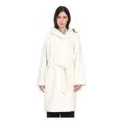 Crème wollen wikkeljas met capuchon Max Mara , White , Dames