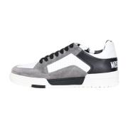 Witte Sneakers met Grijze en Zwarte Inzetstukken Moschino , Multicolor...