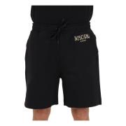 Zwarte Shorts met Gestippelde Logo Print Moschino , Black , Heren