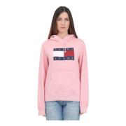 Roze hoodie met vlagprint Tommy Jeans , Pink , Dames