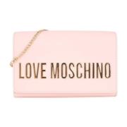 Roze Schoudertas met Metalen Logo Love Moschino , Pink , Dames