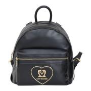 Zwarte rugzak met metalen logo Love Moschino , Black , Dames