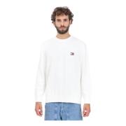 Witte Crewneck Sweater Casual Herfst Winter Tommy Jeans , White , Here...