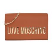 Bruine Schoudertas met Metalen Logo Love Moschino , Brown , Dames