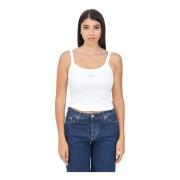 Witte Geribbelde Tanktop Logo Patch Calvin Klein Jeans , White , Dames