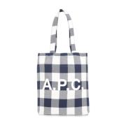 Blauwe Katoenen Winkel Tas met Ruitpatroon A.p.c. , Multicolor , Dames