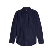 Marine Slim Fit Shirt met Borstzakken G-star , Blue , Heren